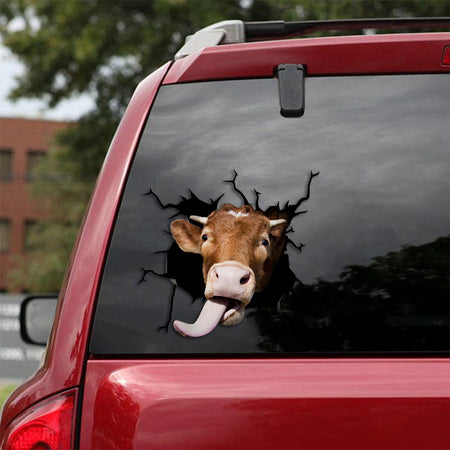 [th0298-snf-ptd]-dairy-cow-crack-car-sticker-cows-lover