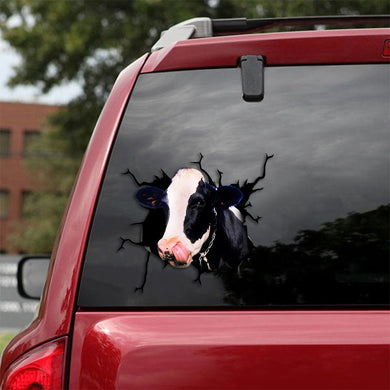 [th0301-snf-ptd]-dairy-cow-crack-car-sticker-cows-lover