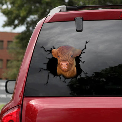 [th0304-snf-ptd]-highland-scotish-and-texas-longhorn-crack-car-sticker-cows-lover