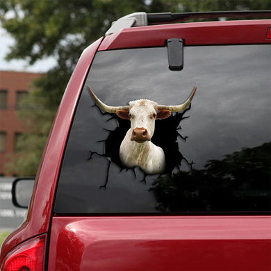 [th0310-snf-ptd]-highland-scotish-and-texas-longhorn-crack-car-sticker-cows-lover