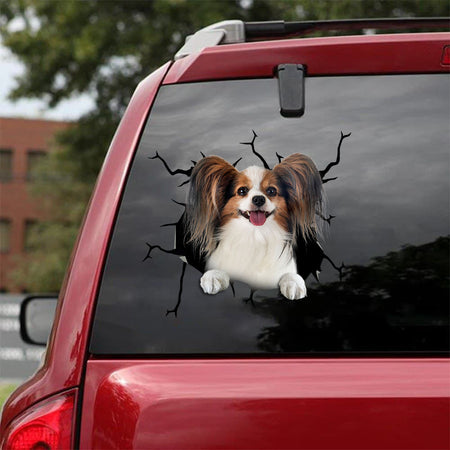 [bv0155-snf-tpa]-papillon-dog-crack-car-sticker-dogs-lover