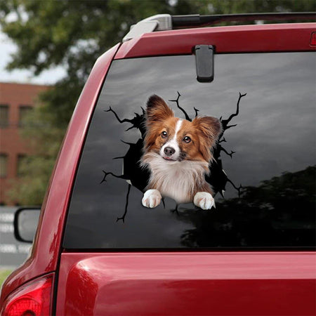 [bv0156-snf-tpa]-papillon-dog-crack-car-sticker-dogs-lover