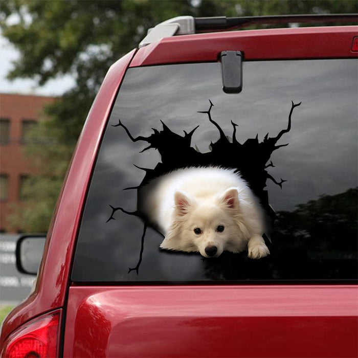 [ld0365-snf-tpa]-american-eskimo-crack-car-sticker-dogs-lover