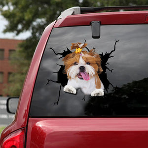 [sk1672-snf-lad]-shih-tzu-crack-sticker-dogs-lover
