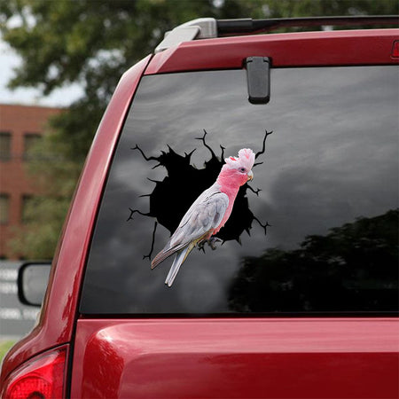 [ld1117-snf-lad]-pink-galah-crack-car-sticker-birds-lover