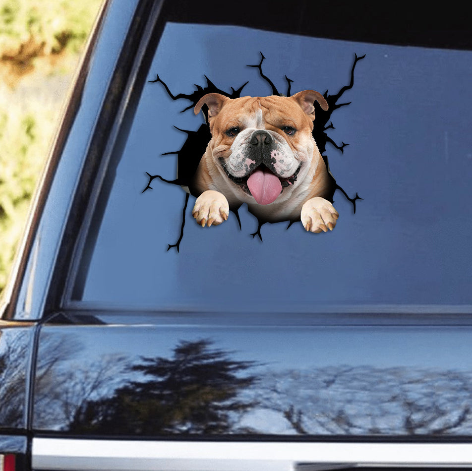 [th0695-snf-tpa]-english-bulthog-crack-car-sticker-dogs-lover