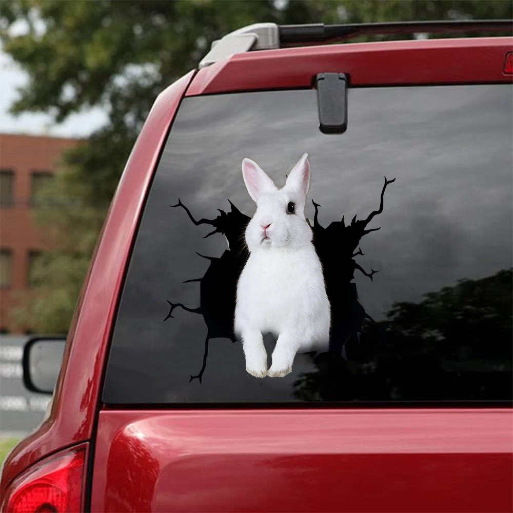 [da0313-snf-tnt]-rabbit-crack-car-sticker-rabbits-lover
