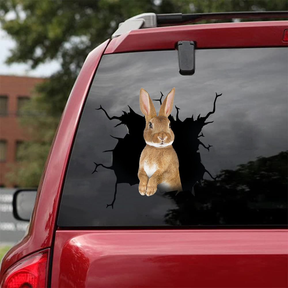 [da0307-snf-tnt]-rabbit-crack-car-sticker-rabbits-lover