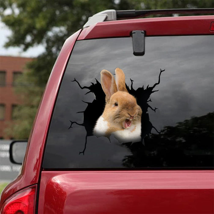 [da0308-snf-tnt]-rabbit-crack-car-sticker-rabbits-lover