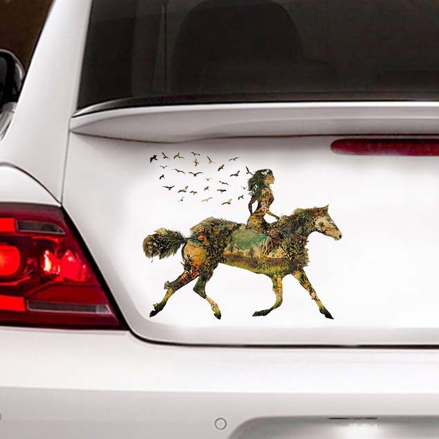 [sk0585-snf-lad]-horse-girl-car-sticker-animals-lover