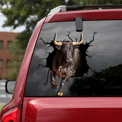[sk1708-snf-tnt]-bull-crack-car-sticker-bull-riding-lover