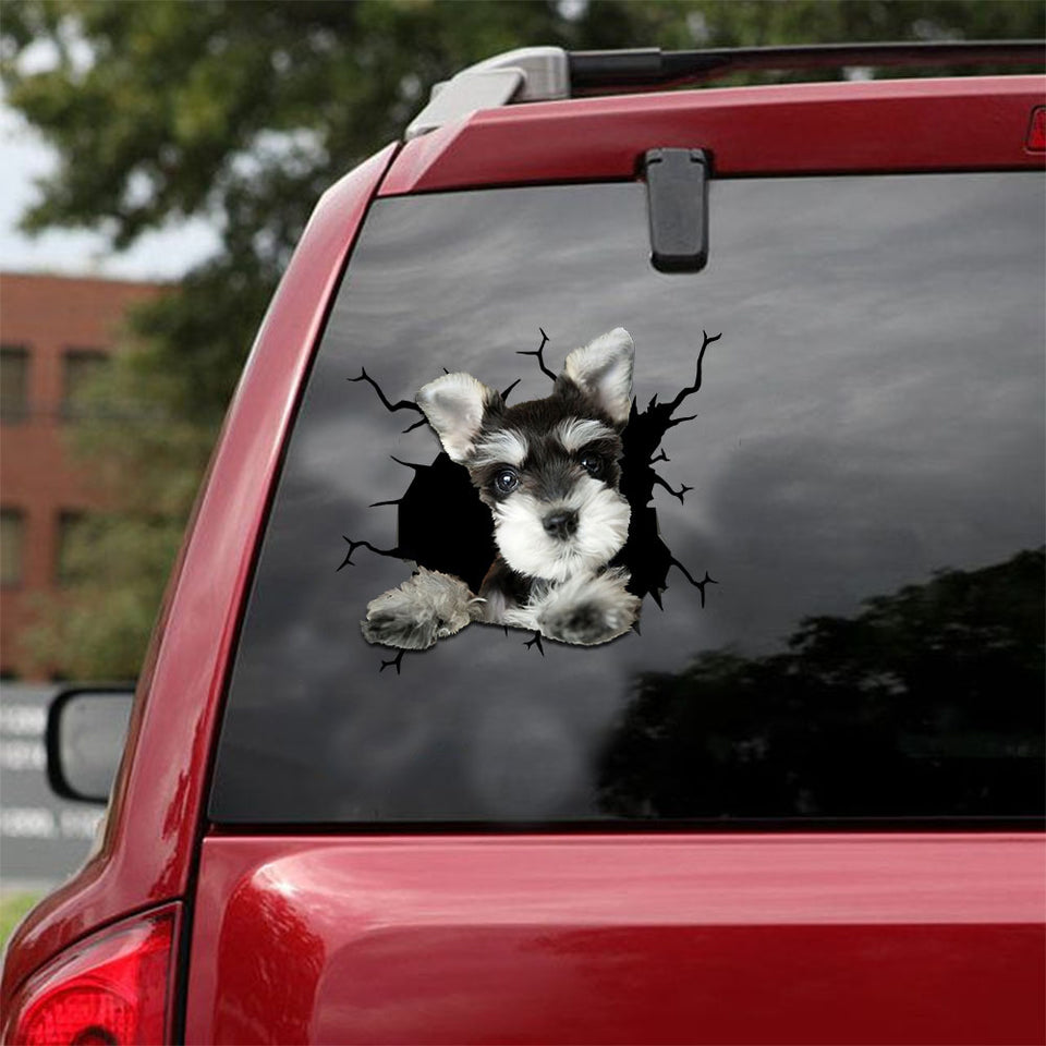 [ld1173-snf-lad]-miniature-schnauzer-crack-car-sticker-dogs-lover