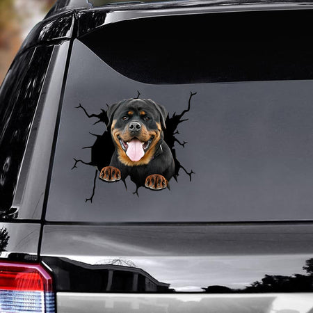 [ld1225-snf-lad]-rottweiler-crack-car-sticker-dogs-lover