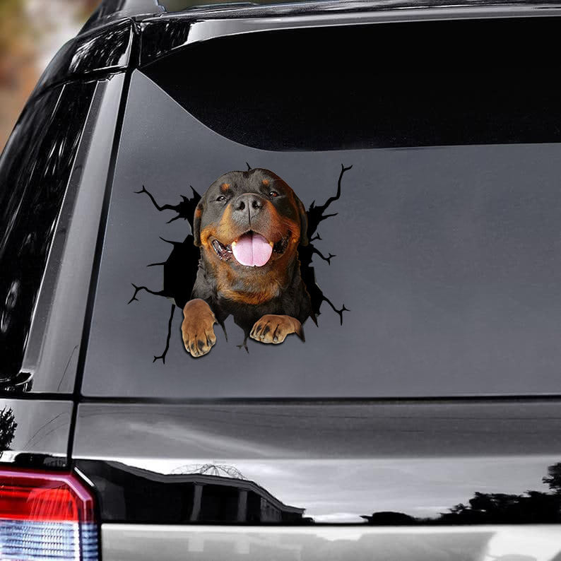 [ld1226-snf-lad]-rottweiler-crack-car-sticker-dogs-lover