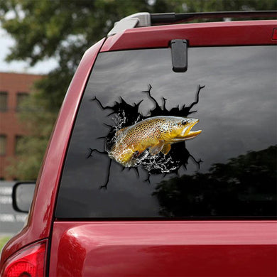 [th0333-snf-ptd]-trout-fish-crack-car-sticker-fishs-lover