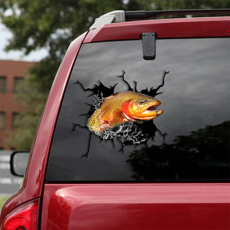 [th0331-snf-ptd]-trout-fish-crack-car-sticker-fishs-lover