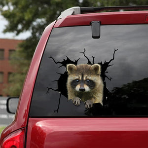 [sk0824-snf-tpa]-raccoon-crack-car-sticker-animals-lover