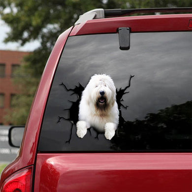 [th0190-snf-tpa]-english-sheepdog-crack-car-sticker-dogs-lover
