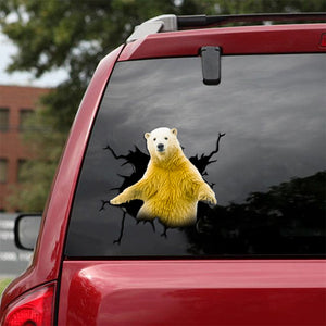 [th0201-snf-tpa]-polar-bear-crack-car-sticker-animals-lover