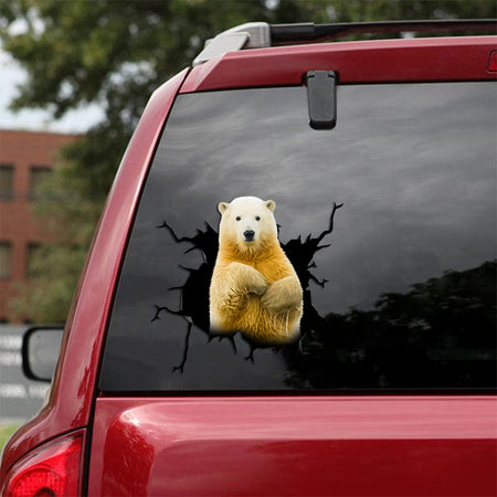 [th0202-snf-tpa]-polar-bear-crack-car-sticker-animals-lover