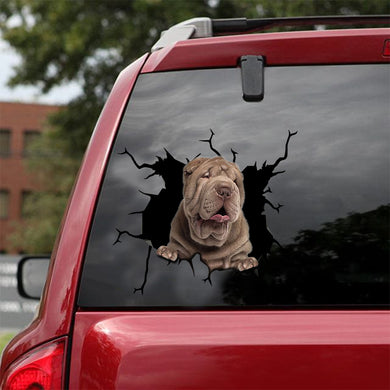 [sk0670-snf-tnt]-shar-pei-crack-car-sticker-dogs-lover