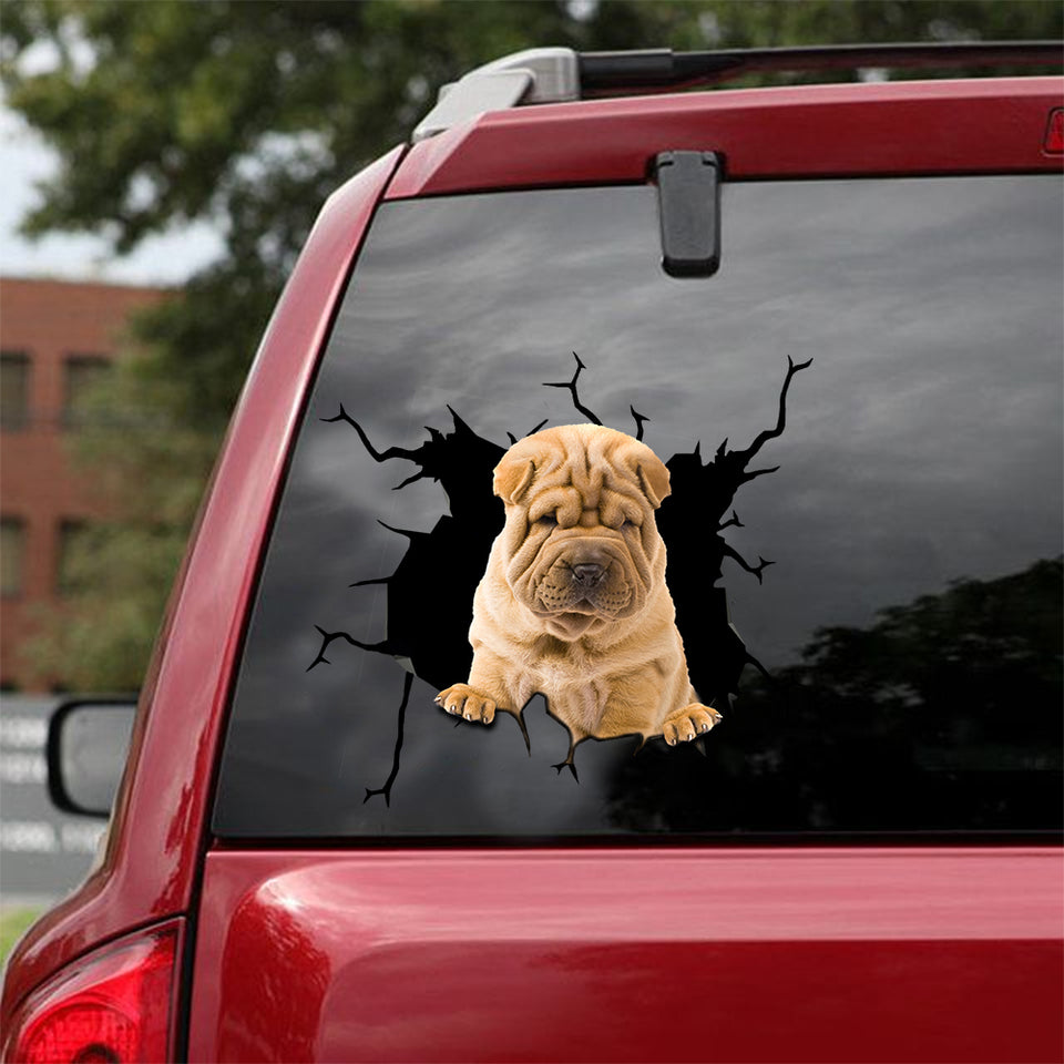 [sk0671-snf-tnt]-shar-pei-crack-car-sticker-dogs-lover