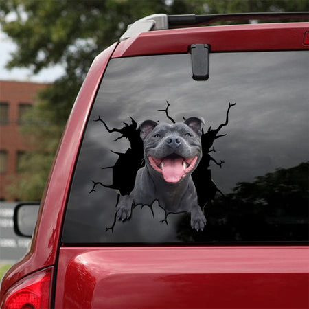 [sk0677-snf-tnt]-staffordshire-bull-terrier-crack-car-sticker-dogs-lover