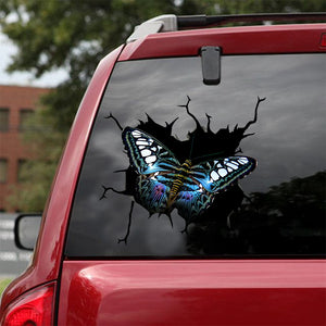 Blue Clipper Butterfly Crack Decal Sticker Car Funny Memes Vinyl Letter Stickers 2 Year Anniversary Gift