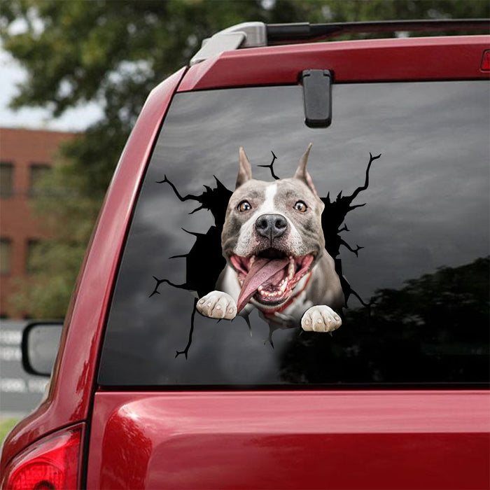 [ld0400-snf-lad]-pitbull-crack-car-sticker-dogs-lover