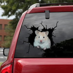 [sk0694-snf-tpa]-hamster-crack-car-sticker-animals-lover