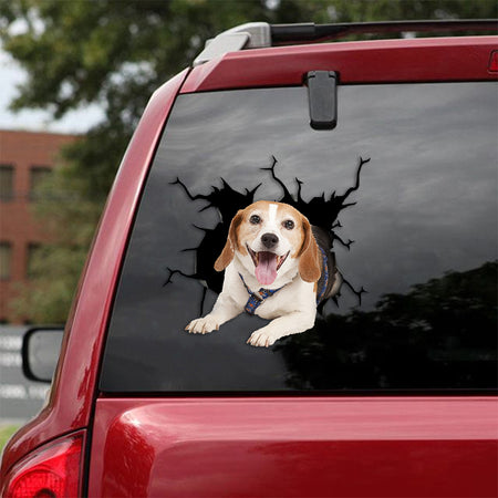 [th0361-snf-tpa]-beagle-crack-car-sticker-dogs-lover