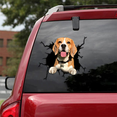 [th0363-snf-tpa]-beagle-crack-car-sticker-dogs-lover