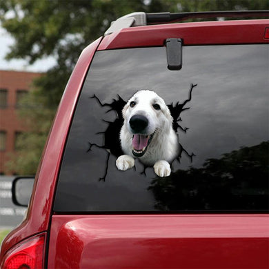 [th0352-snf-tpa]-great-pyrenees-crack-car-sticker-dogs-lover