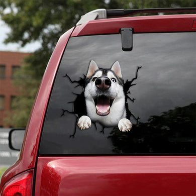 [th0344-snf-tpa]-husky-crack-car-sticker-dogs-lover