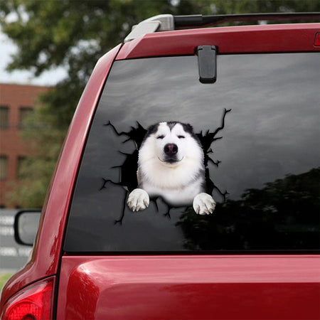 [th0345-snf-tpa]-husky-crack-car-sticker-dogs-lover