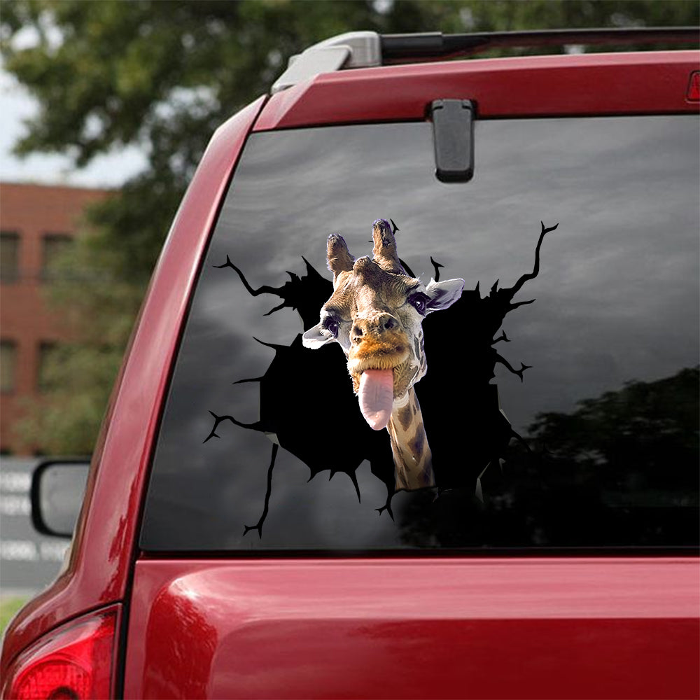 [sk0705-snf-lad]-giraffe-crack-sticker-animals-lover