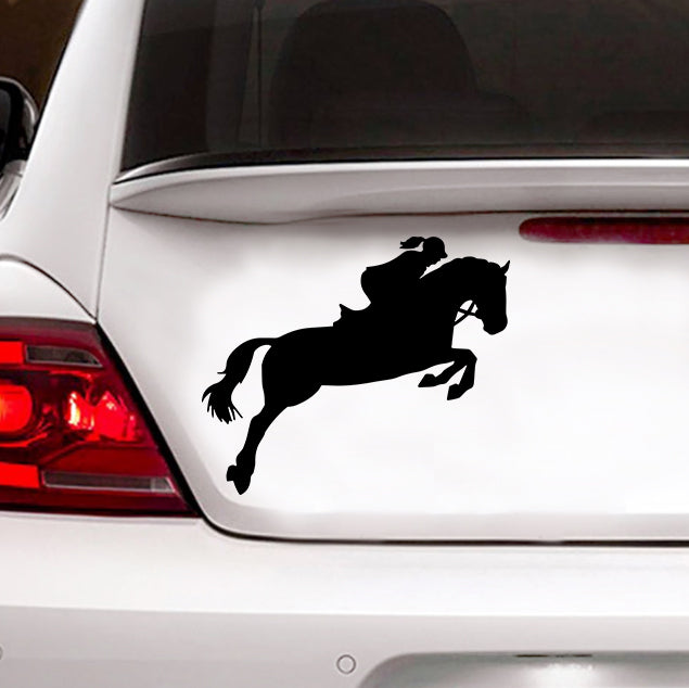 [sk0729-snf-tnt]-riding-horse-crack-car-sticker-animals-lover