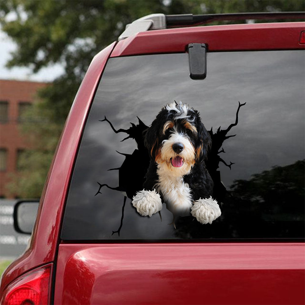 [ld0425-snf-lad]-bernedoodle-crack-car-sticker-dogs-lover