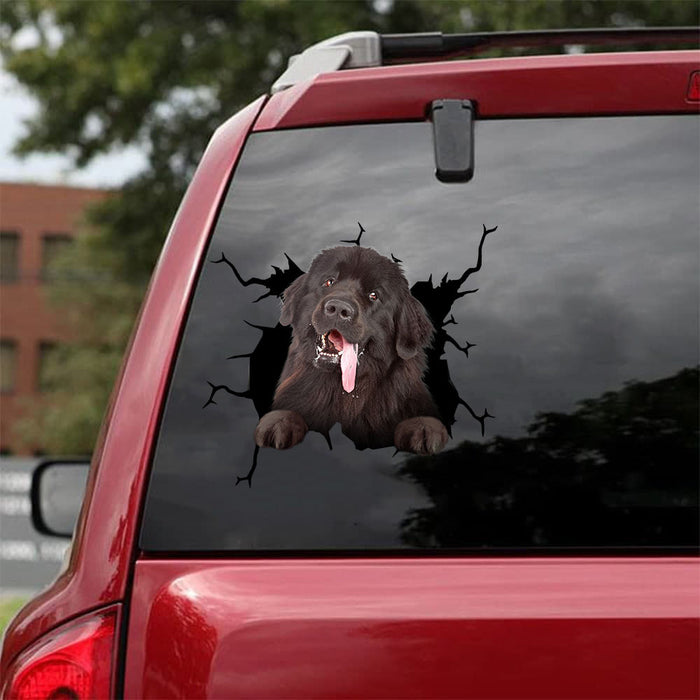 [da1086-snf-tnt]-newfoundland-crack-car-sticker-dogs-lover