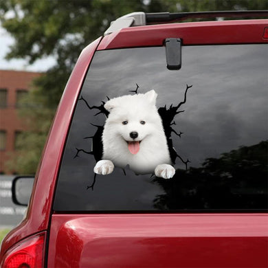 [da1062-snf-tnt]-samoyed-crack-car-sticker-dogs-lover