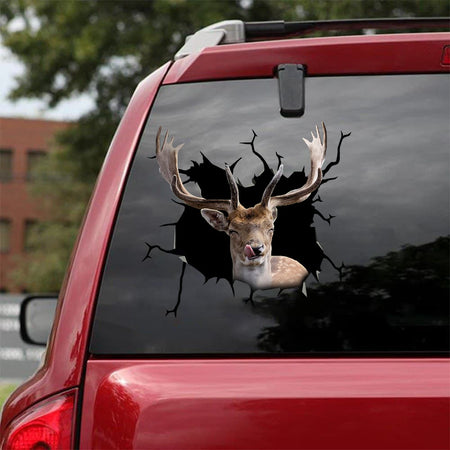[bv0191-snf-tnt]-deer-crack-car-sticker-hunting-lover