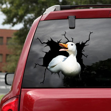 [sk1700-snf-tnt]-duck-crack-car-sticker-poultry-lover