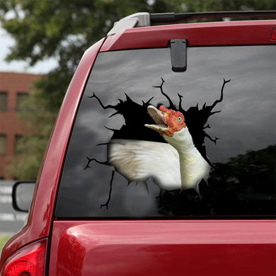 [sk1702-snf-tnt]-duck-crack-car-sticker-poultry-lover