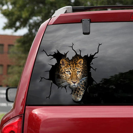 [sk0742-snf-tnt]-leopard-crack-car-sticker-animals-lover