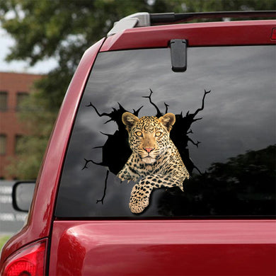 [sk0741-snf-tnt]-leopard-crack-car-sticker-animals-lover