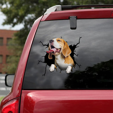 [ld1256-snf-lad]-beagle-crack-car-sticker-dogs-lover