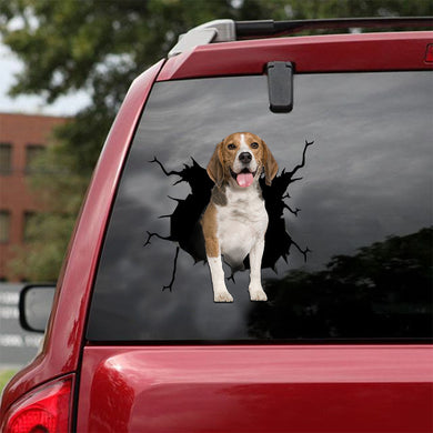 [ld1257-snf-lad]-beagle-crack-car-sticker-dogs-lover