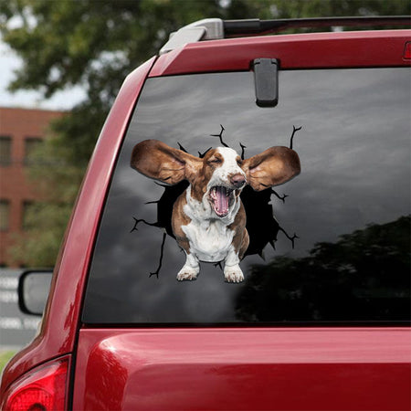 [ld1617-snf-lad]-basset-hound-crack-car-sticker-dogs-lover