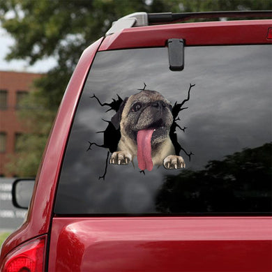 [ld1611-snf-lad]-pug-crack-car-sticker-dogs-lover