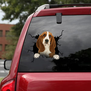 [da1092-snf-tnt]-basset-hound-crack-car-sticker-dogs-lover